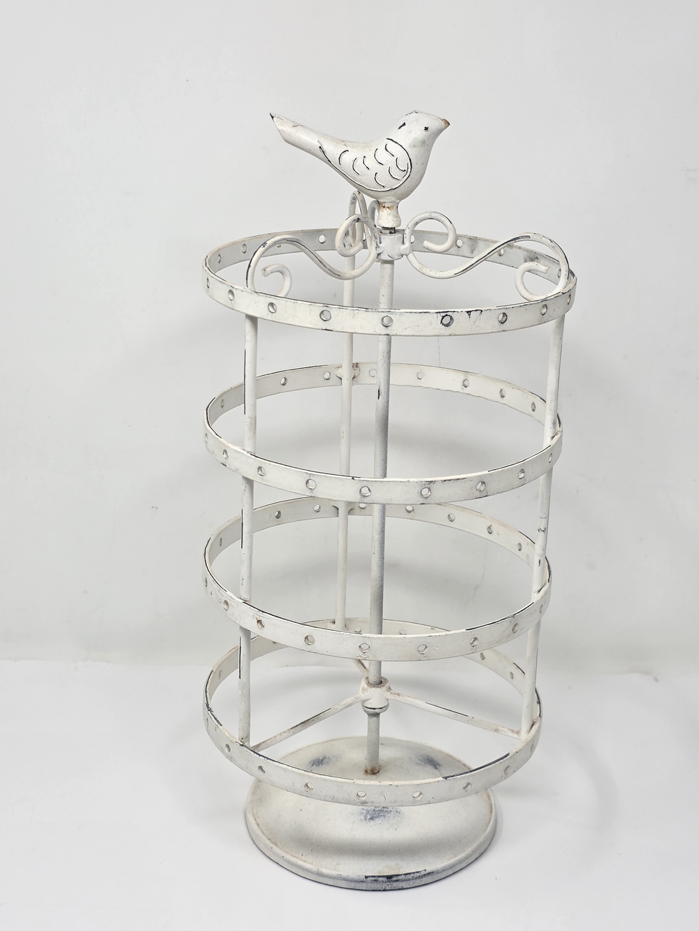 Vintage Style Bird topped Earrings rotating 4 Tier jewelry display Metal 14"